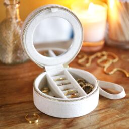 Lisa Angel Women's Natural Linen Round Jewellery Case - thumbnail 2