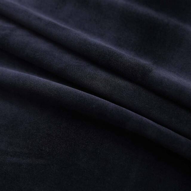 Berkfield Home Elegant Blackout Curtain with Metal Rings Velvet Black 290x245 cm in Dark Navy - image 1