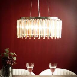 Wyld and Coco Glamour Chrome Glass Crystal Chandelier Iron Ceiling Lamp Living and in Silver - thumbnail 1