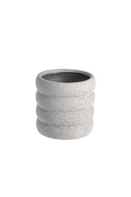 KDMD Light Grey Contoured Cylinder Ceramic Vase 13.5cm 2 Pack - image 1