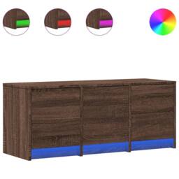Berkfield Home TV Cabinet with LED Brown Oak 97x34x40 cm Engineered Wood - Size: 97 x 34 x 40 cm - thumbnail 1
