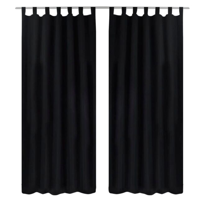 Berkfield Home 2 pcs Black Micro-Satin Curtains with Loops 140 x 175 cm - image 1