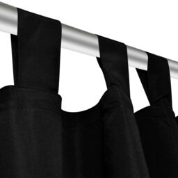 Berkfield Home 2 pcs Black Micro-Satin Curtains with Loops 140 x 175 cm - thumbnail 4