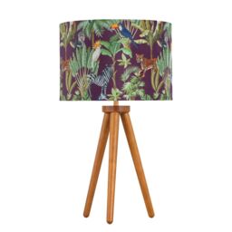 First Choice Lighting Voyage - Dark Oak Table Lamp or Bedside Light with Safari Velvet Shade in Brown
