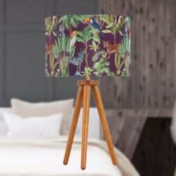 First Choice Lighting Voyage - Dark Oak Table Lamp or Bedside Light with Safari Velvet Shade in Brown - thumbnail 5