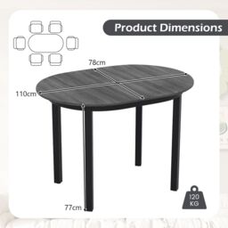 Gymax 110CM Wooden Dining Table for 4-6 People Oval Kitchen Table-Black in Black - thumbnail 2