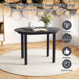 Gymax 110CM Wooden Dining Table for 4-6 People Oval Kitchen Table-Black in Black - thumbnail 6