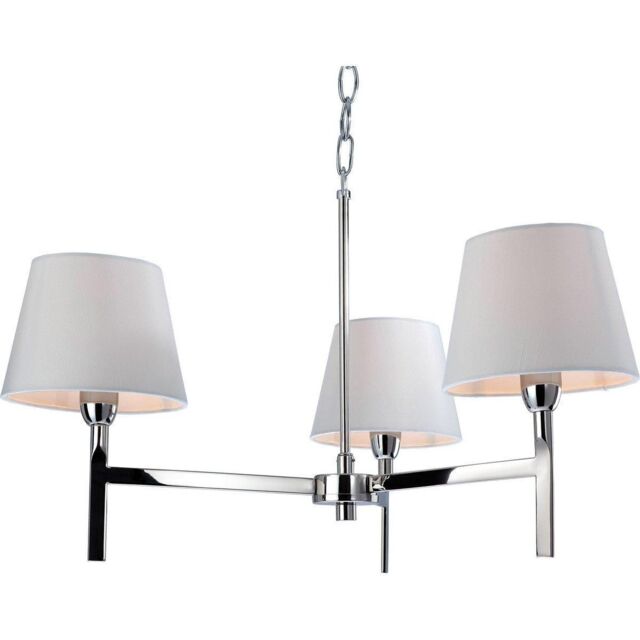 Netlighting Transition 3 Light Multi Arm Ceiling Pendant Light Polished Stainless Steel Cream E14