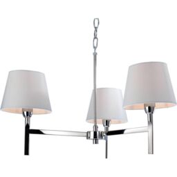 Netlighting Transition 3 Light Multi Arm Ceiling Pendant Light Polished Stainless Steel Cream E14