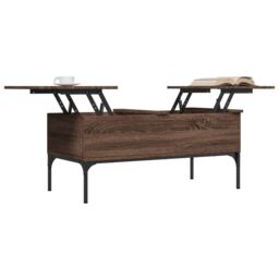 Berkfield Home Coffee Table Brown Oak 100x50x45 cm Engineered Wood & Metal - Size: 100 x 50 x 45 cm - thumbnail 4