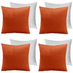 OHS 4 x Matte Velvet Filled Cushion Covers Soft Zip in Burnt Orange - Size: 45 cm x 45 cm - thumbnail 1