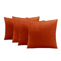 OHS 4 x Matte Velvet Filled Cushion Covers Soft Zip in Burnt Orange - Size: 45 cm x 45 cm - thumbnail 6
