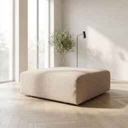 Abakus Direct Tokyo Footstool Brushed Tweed Fabric in Cream - thumbnail 2