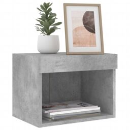 Berkfield Home Bedside Cabinet with LED Lights Wall-mounted Concrete Grey - thumbnail 5