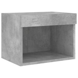 Berkfield Home Bedside Cabinet with LED Lights Wall-mounted Concrete Grey - thumbnail 6