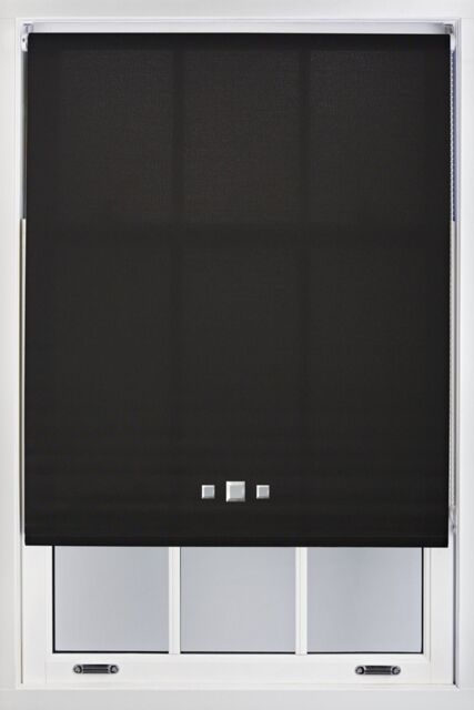 Furnished Daylight Roller Blinds with Triple Square Eyelets - Trimmable Window Shade in Black - Size: 90 cm width x 210 cm drop - image 1
