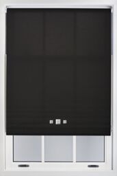 Furnished Daylight Roller Blinds with Triple Square Eyelets - Trimmable Window Shade in Black - Size: 90 cm width x 210 cm drop - thumbnail 1