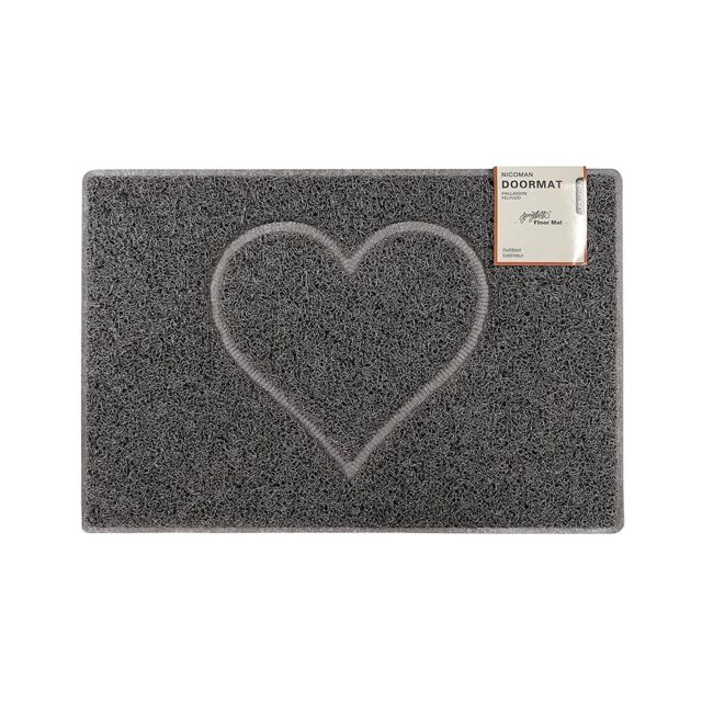 Oseasons Heart Embossed Outdoor-Use Doormat in Grey - Size: 40 cm x 60 cm - image 1