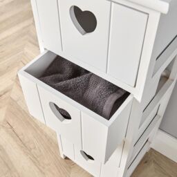 Home Source Wooden 3/4 Drawer Chest Storage Unit Organiser Love Hearts Fully Assembled in White - thumbnail 4