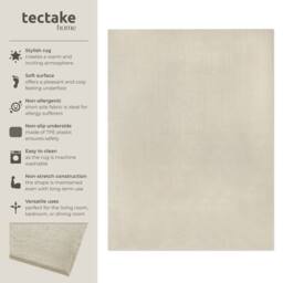 tectake Short Pile Carpet Soft Zone 140 X 200 Cm - Beige - Size: 140 cm x 200 cm - thumbnail 2