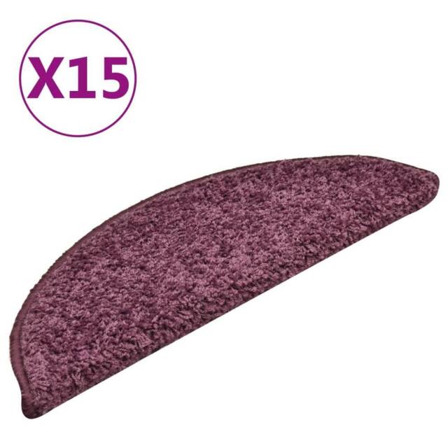 Berkfield Home Carpet Stair Treads 15 pcs Dark Purple 56x17x3 cm - Size: Medium - image 1