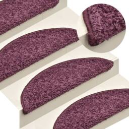 Berkfield Home Carpet Stair Treads 15 pcs Dark Purple 56x17x3 cm - Size: Medium - thumbnail 2