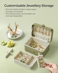 SONGMICS Compact Travel Jewellery Box with Two Layer Storage in Olive - thumbnail 4