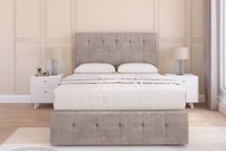 "Sloomy Cambridge Plush Divan Base 2 Drawers-54"" Headboard & 12"" Footboard in Stone - Size: Super King" - thumbnail 1