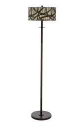 Orsina Decorative Branch Floor Lamp, Tiffany Style Brown Glass Shade with Nature-Inspired Motif, Iron Frame Lighting - thumbnail 3