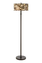Orsina Decorative Branch Floor Lamp, Tiffany Style Brown Glass Shade with Nature-Inspired Motif, Iron Frame Lighting