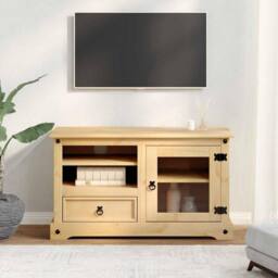 Berkfield Home TV Cabinet Corona 100x45x58 cm Solid Wood Pine in Light Tan - Size: 100 x 45 x 58 cm - thumbnail 1