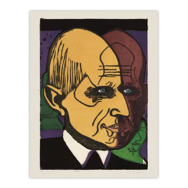 "Artery8 Head of Dr Bauer Colourful Portrait Kirchner Wall Art Poster Print - Size: W12"" x H16""" - image 1