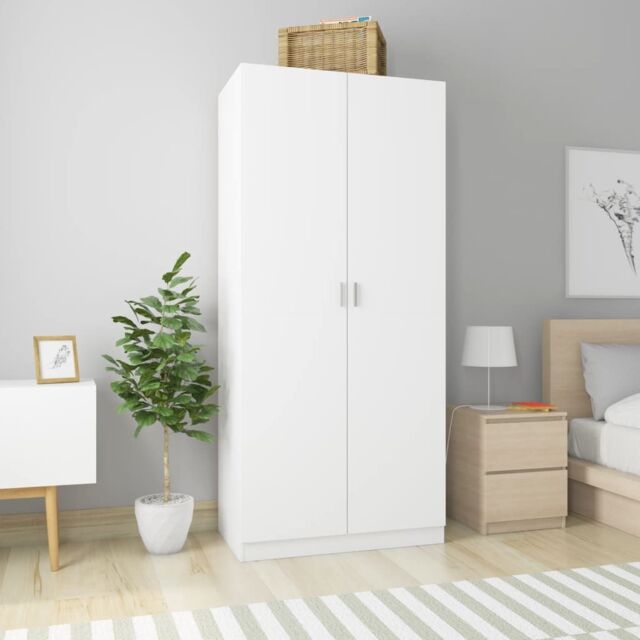 Berkfield Home Wardrobe White 90x52x200 cm Engineered Wood - Size: 90 x 52 x 200 cm - image 1