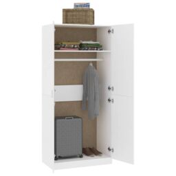 Berkfield Home Wardrobe White 90x52x200 cm Engineered Wood - Size: 90 x 52 x 200 cm - thumbnail 4