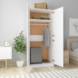 Berkfield Home Wardrobe White 90x52x200 cm Engineered Wood - Size: 90 x 52 x 200 cm - thumbnail 3