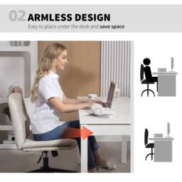 HOMCOM Criss Cross Chair with Wheels, Armless Wide Office Chair, Beige - thumbnail 6