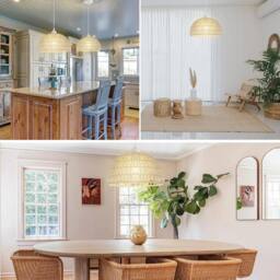 COMELY Pendant Ceiling Light, Handmade Braided Rattan Chandelier E27, White - thumbnail 5