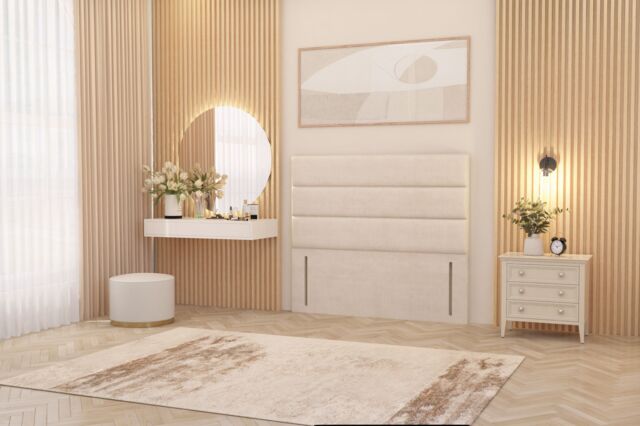 "Somnior Chambery 54"" Floor Standing Divan Headboard Upholstered Plush Velvet in Ivory - Size: King" - image 1