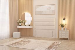 "Somnior Chambery 54"" Floor Standing Divan Headboard Upholstered Plush Velvet in Ivory - Size: King" - thumbnail 1