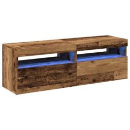 Berkfield Home TV Cabinets with LED Lights 2 pcs Old Wood Engineered Wood in Brown - thumbnail 1