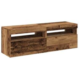 Berkfield Home TV Cabinets with LED Lights 2 pcs Old Wood Engineered Wood in Brown - thumbnail 7