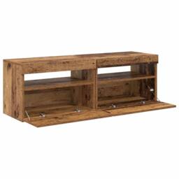 Berkfield Home TV Cabinets with LED Lights 2 pcs Old Wood Engineered Wood in Brown - thumbnail 8