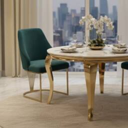 HOME LUXE INTERIOR Set of 2 Lasco Green & Gold Velvet Dining Chairs with Metal Legs - thumbnail 7