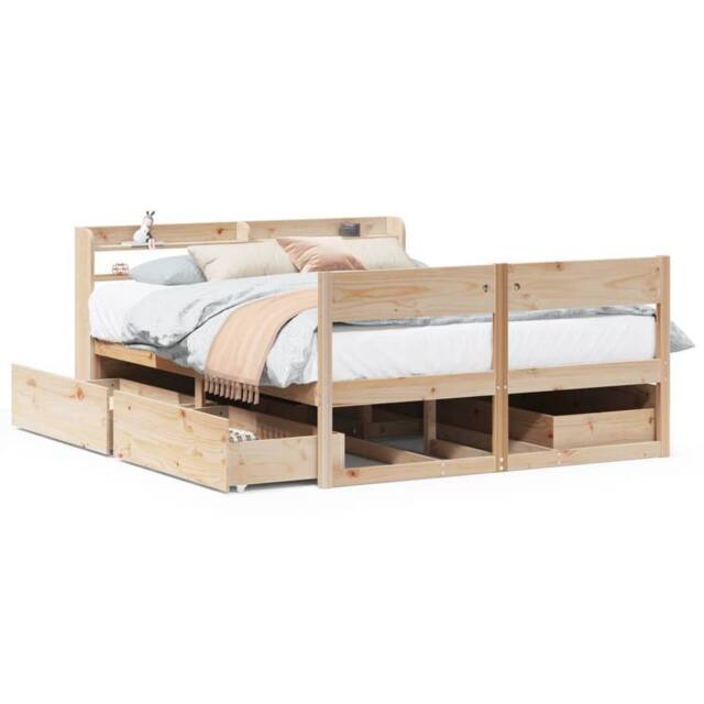 Berkfield Home Bed Frame without Mattress 150x200 cm King Size Solid Wood Pine in Light Brown - image 1