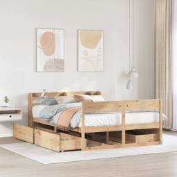 Berkfield Home Bed Frame without Mattress 150x200 cm King Size Solid Wood Pine in Light Brown - thumbnail 2