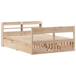 Berkfield Home Bed Frame without Mattress 150x200 cm King Size Solid Wood Pine in Light Brown - thumbnail 3
