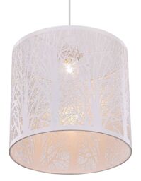 Happy Homewares Unique & Beautiful Metal Forest Design Ceiling Pendant Shade in White - thumbnail 2