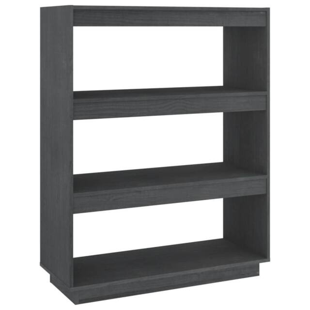 Berkfield Home Book Cabinet/Room Divider Grey 80x35x103 cm Solid Pinewood - Size: 80 x 35 x 103 cm - image 1