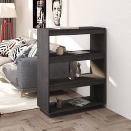 Berkfield Home Book Cabinet/Room Divider Grey 80x35x103 cm Solid Pinewood - Size: 80 x 35 x 103 cm - thumbnail 2