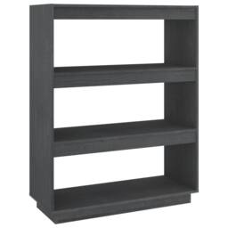 Berkfield Home Book Cabinet/Room Divider Grey 80x35x103 cm Solid Pinewood - Size: 80 x 35 x 103 cm - thumbnail 1
